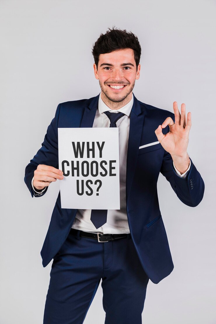 Limewash Painting 32 business man holding paper with why choose us question 23 2148932315